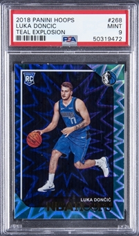 2018-19 Panini Hoops Teal Explosion #268 Luka Doncic Rookie Card - PSA MINT 9